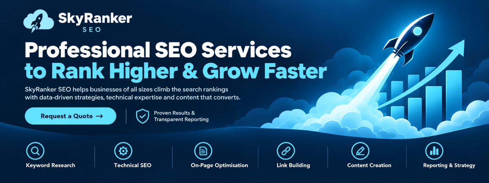 SkyRanker SEO — more visibility, more traffic, more growth. Professional SEO services to rank higher and grow faster. SkyRanker SEO helps businesses of all sizes climb the search rankings with data-driven strategies, technical expertise and content that converts. Proven results and transparent reporting. Keyword Research, Technical SEO, On-Page Optimisation, Link Building, Content Creation, Reporting & Strategy.